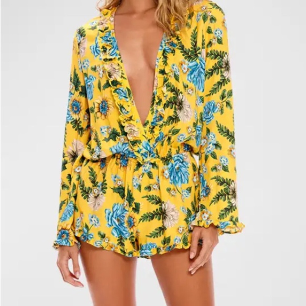 Agua Bendita Yellow Floral Romper